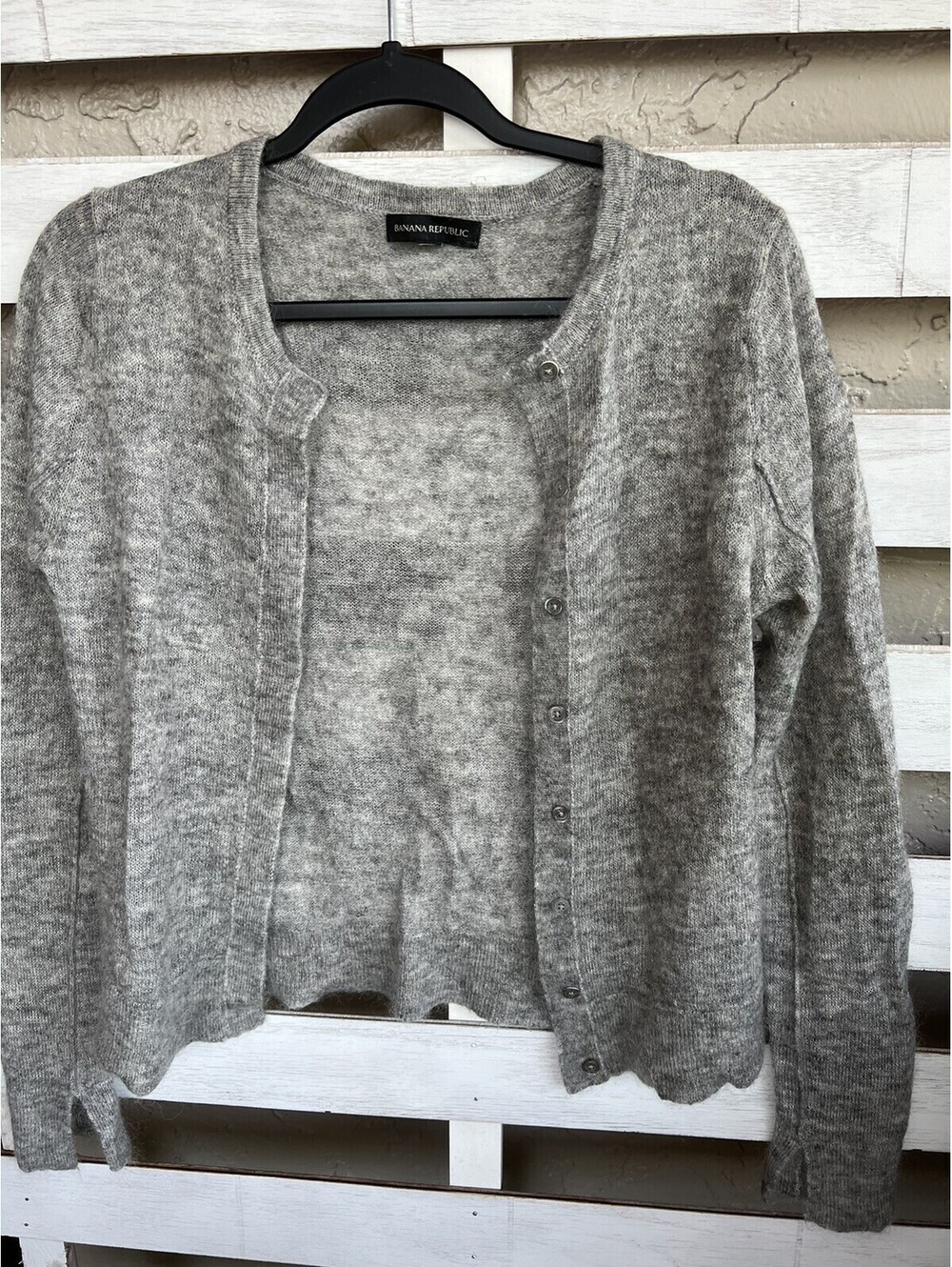 Banana Republic Cardigan Womens Small Gray Wool Mohair Blend Long Sleeves